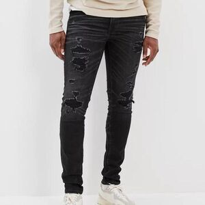 American Eagle AirFlex+ Patched Skinny Jeans | Size 34x30